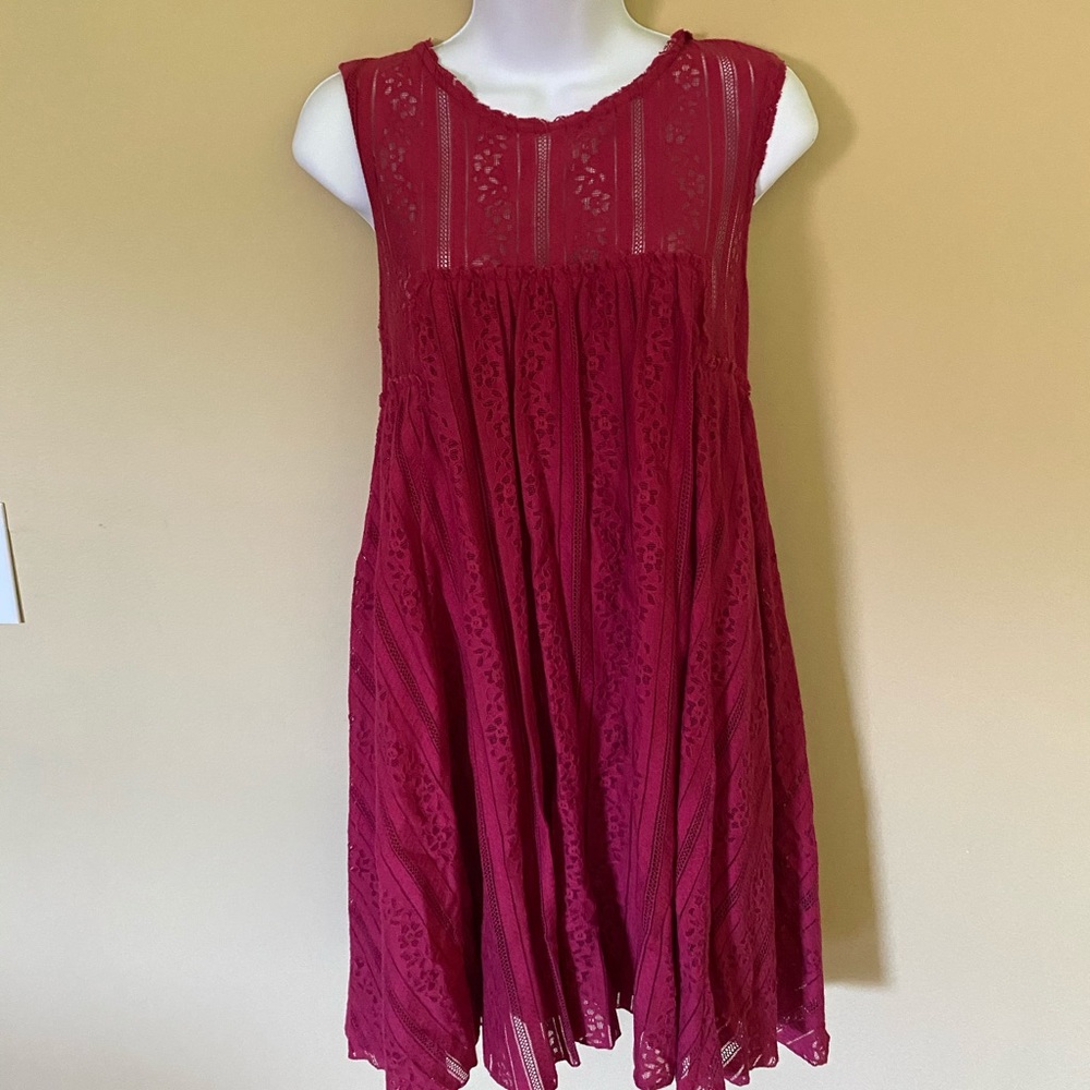 Free people red lace babydoll dress